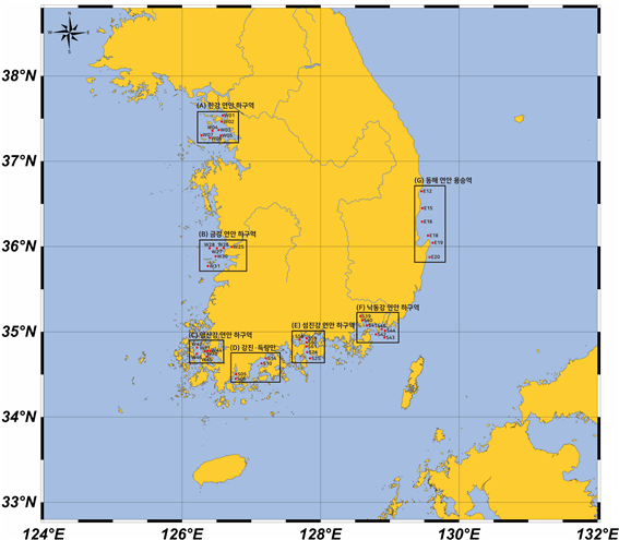 연안생태 조사정점도(중점)사진